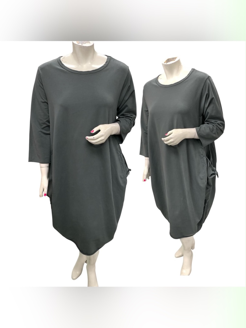 Paolo Tricotto Relaxed Oversized Long Sleeve Dress in Charcoal Size XL